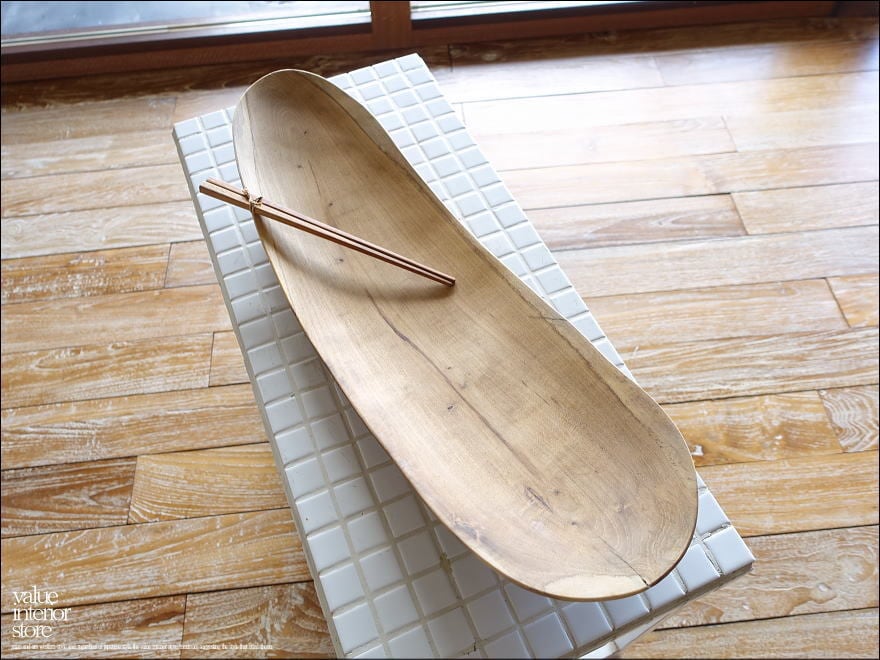 チーク無垢材 オーバルトレイvalen/N01 盛り皿 フルーツトレイ 大皿 果物かご 削り出し ナチュラル 世界三大銘木