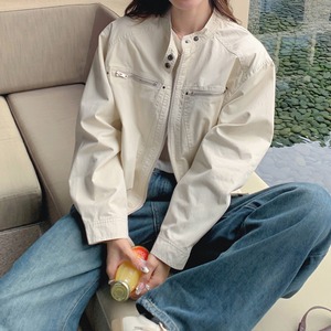 【送料無料】 ジャケット ブルゾン レディース 春秋 韓国 ライトアウター 大人 きれいめ シンプル カジュアル ライトアウター スタンドカラー ナチュラル ゆったり 体型カバー 大人可愛い 大人女子