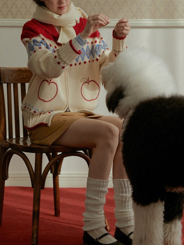 【M0246】Apple Fair Isle Cardigan Top / 2color