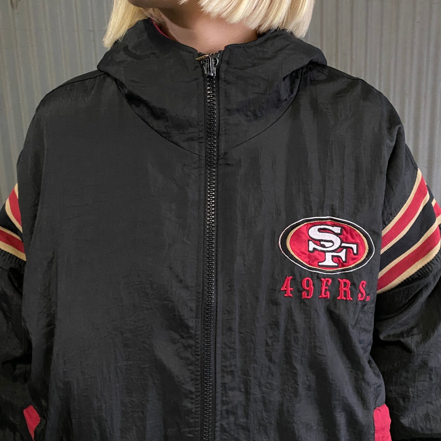 90年代 NFL 49ERS リバーシブル 中綿ナイロンジャケット スタジャン 