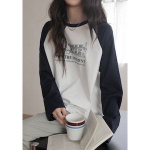retro illustration raglan long t shirt