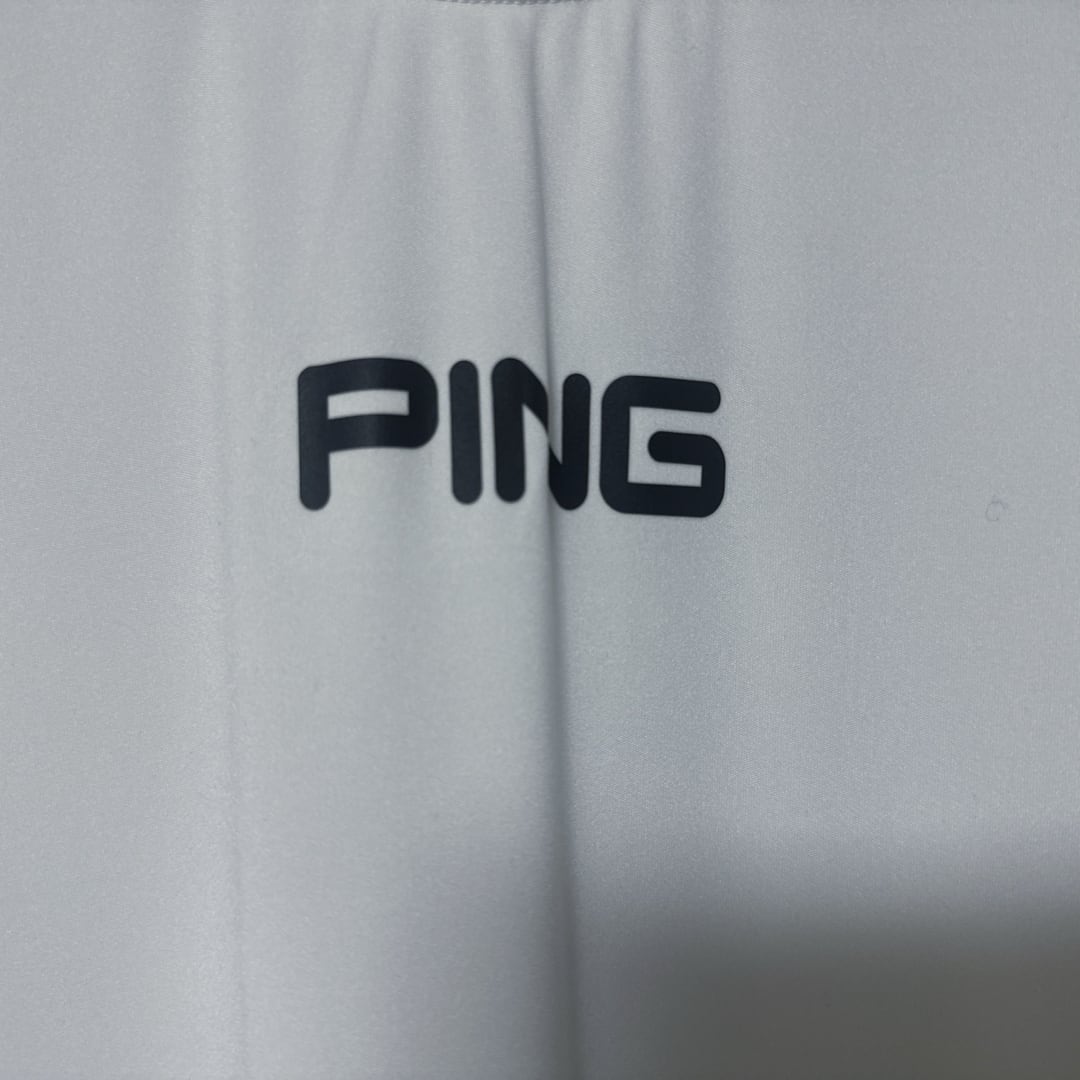メンズ】PING ピン 半袖 センター ロゴ モックネック シャツ ホワイト