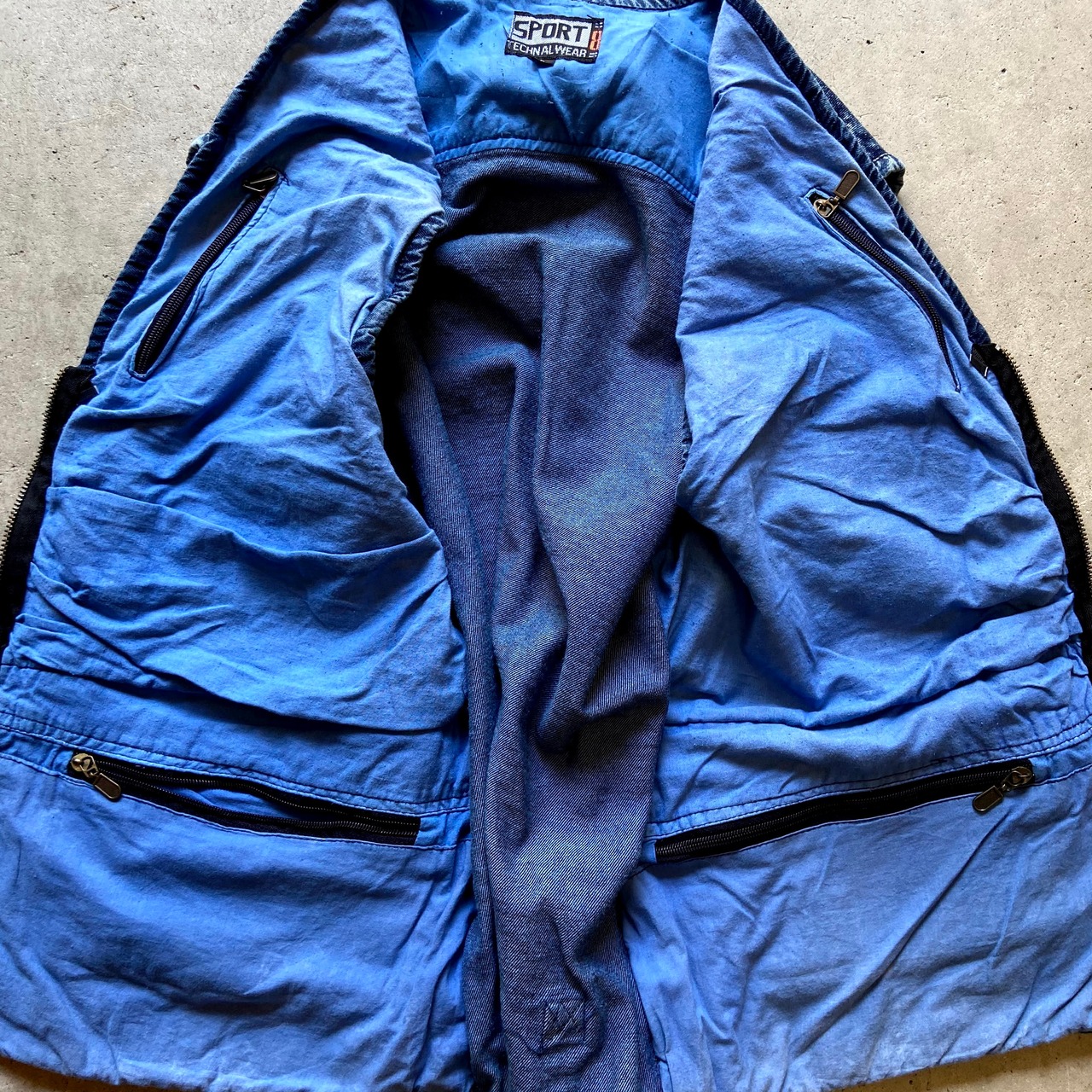 SPORT TECHNAL WEAR 変形ポケット デニムベスト メンズL 古着 多機能 
