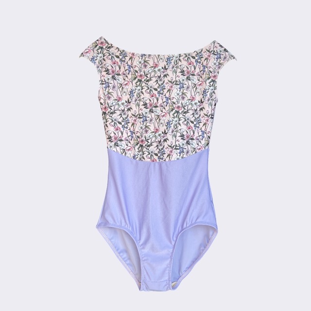 【サイズフィットオーダー】フルールヴェール/無地ライラック/スモーキーライラックメッシュ　ラウンド　プチフレンチスリーブ