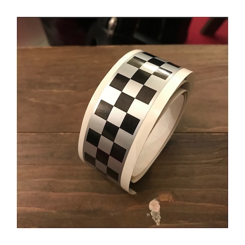 Chequered Tape Checkered Check Black & Silver Decal. #146