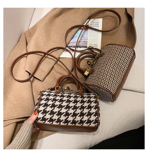 千鳥格子ミニボストンバッグ B-002