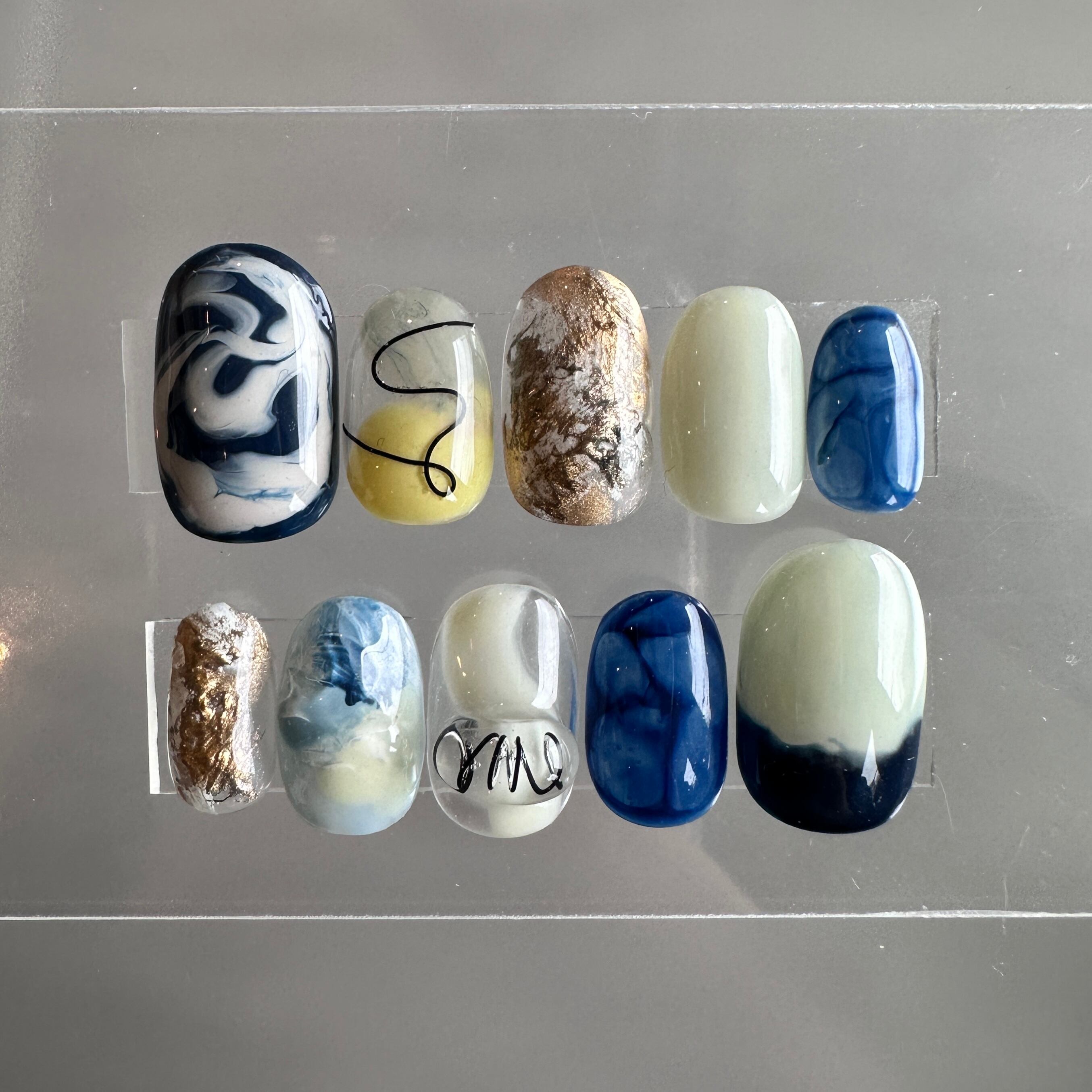 navy / wire / edgy【現品ネイルチップ】サイズ:M | tdp.studio