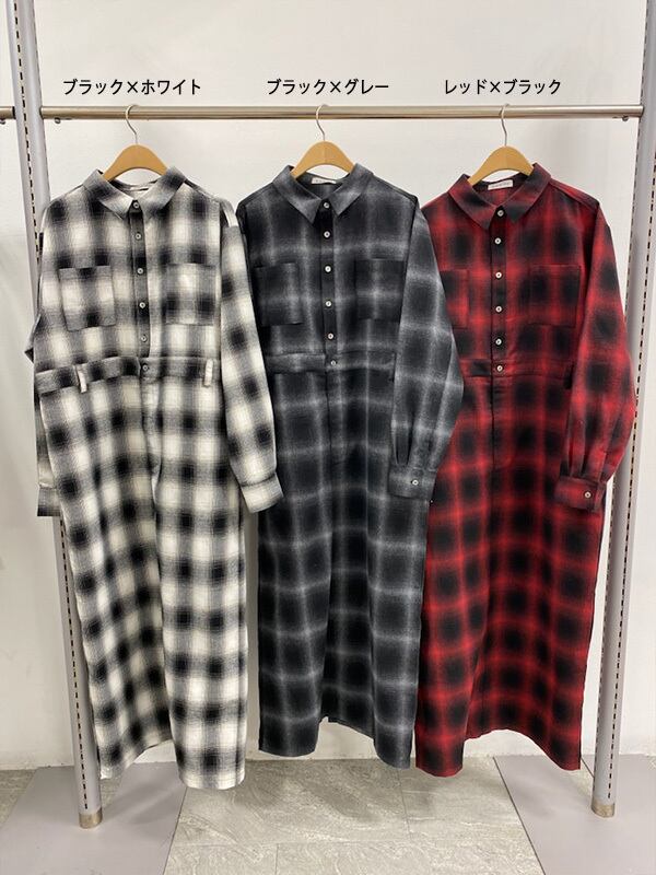 R792708 オンブレチェックワンピース | ROSIEE