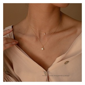 2連  Zirconia Moon Necklace