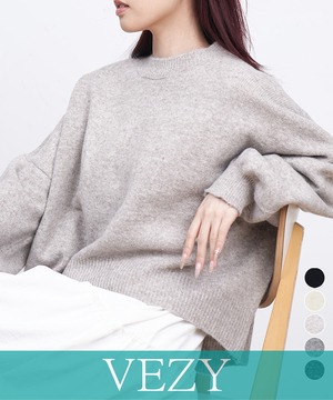 ゆったりコクーンニットミックスカラー秋冬 ふわふわもっちりニットトップス 大人可愛い韓国風 クルーネックカジュアルきれいめセーターおしゃれ 体型カバー ニット トップス セーター VEZY ベジー ItemNo.【23531408 】