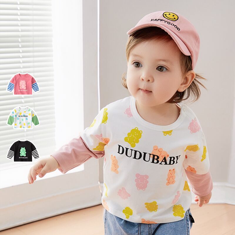 ベビーTシャツ春と秋の2枚セット、ベビーボトムスシャツ、秋の服、子供用のトップス、男の子の服、丸首 Duduベイビー95126521254