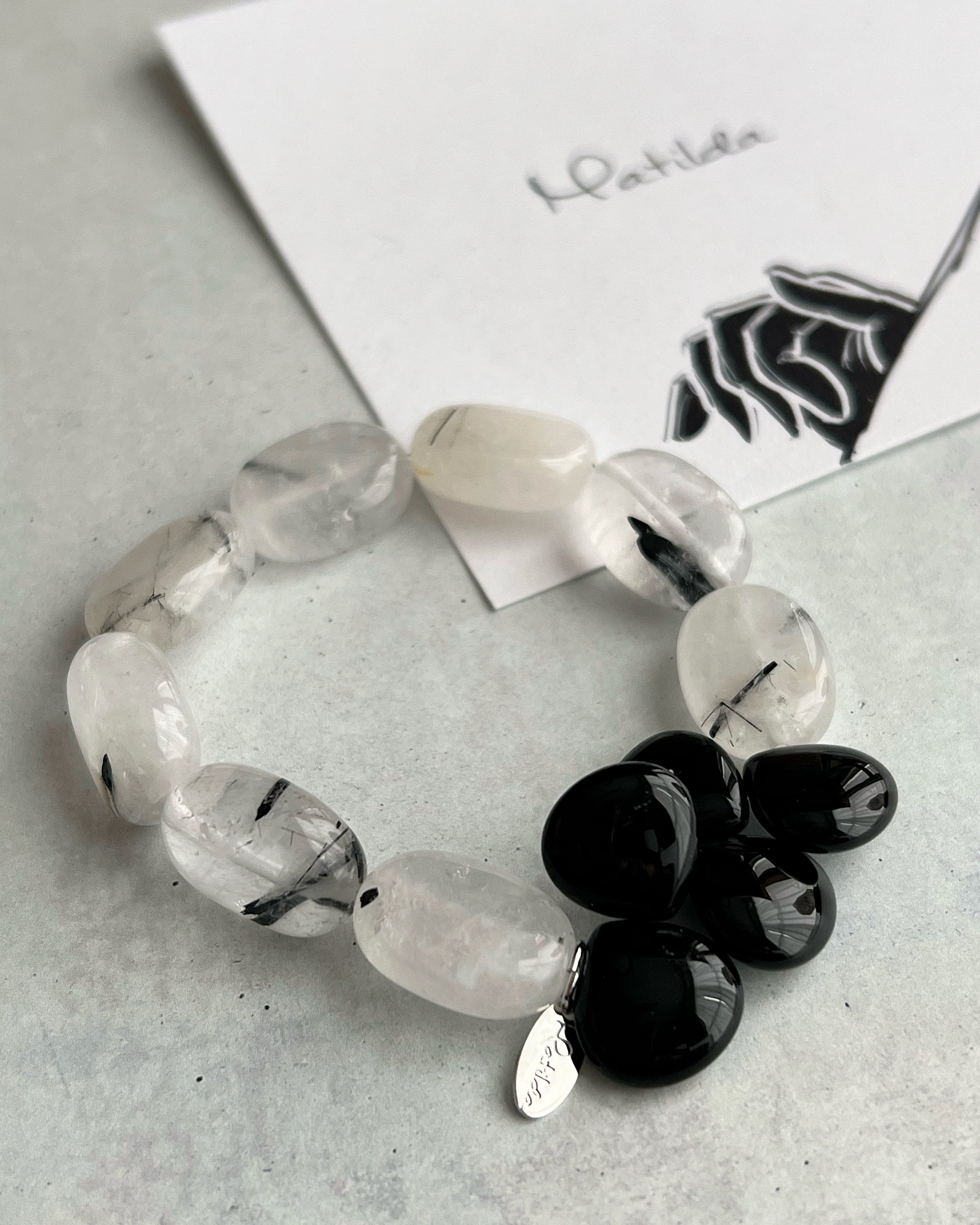 【再販】bicolor bracelet(ブラックルチルクォーツ×オニキス)