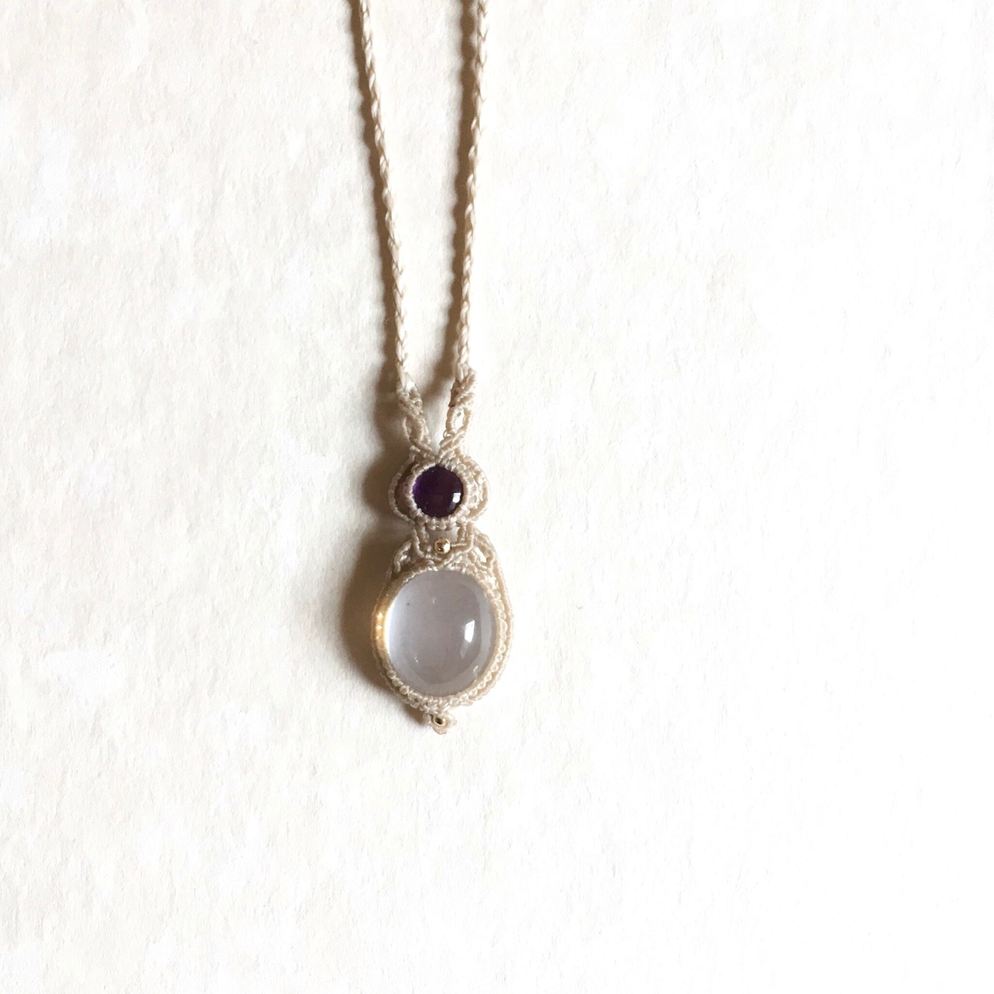 K2ムーンクォーツ +カラーチェンジアメシスト macrame necklace