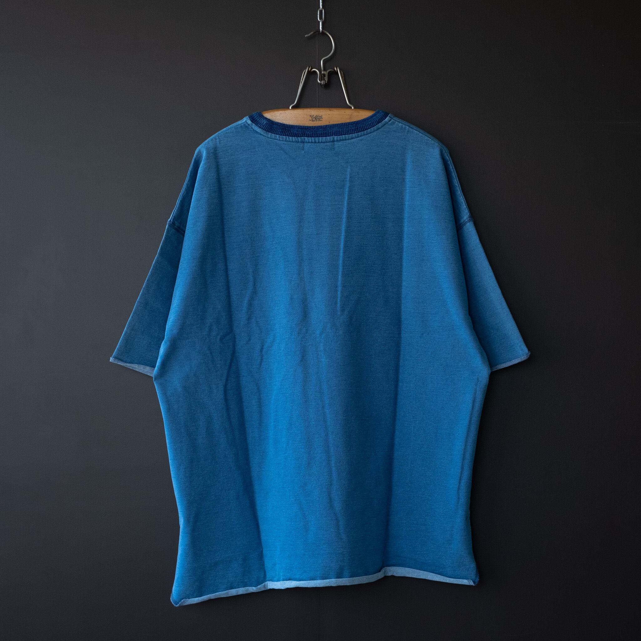 BLUE BLUE  インディゴ染めリブ編みコットンニット　セーター　ブルー