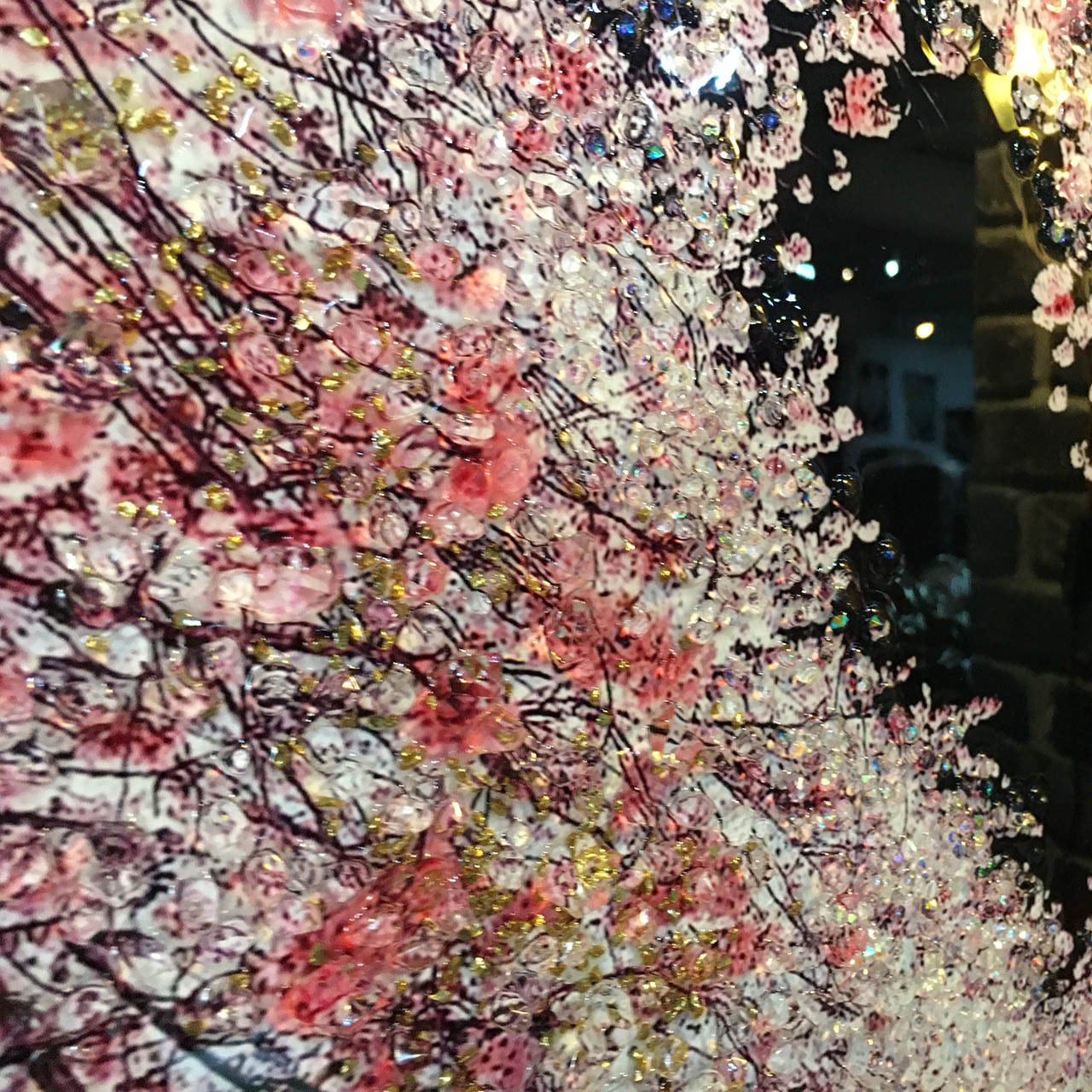 ラグジュアリーデザイン クリスタルアートパネル 桜 さくら 満開 夜桜
