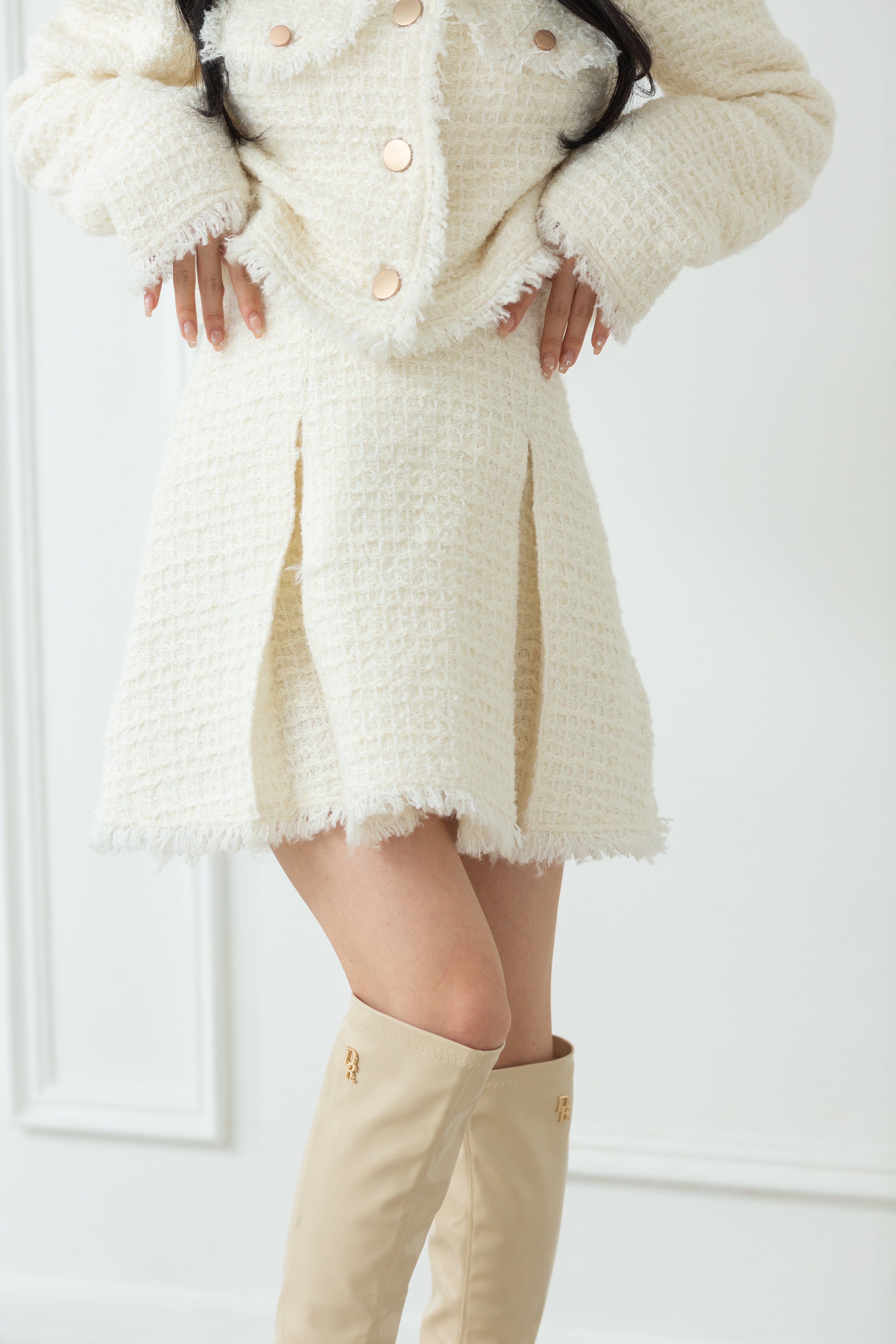 lamé fringe tweed setup | Désir et Raison