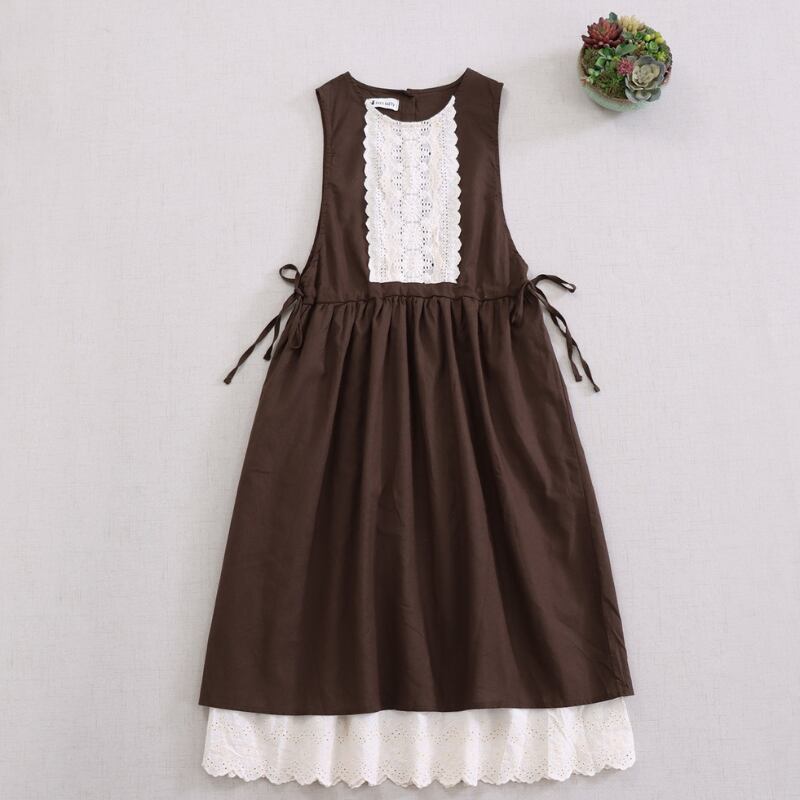 レース付き ノースリーブ ワンピース 1069