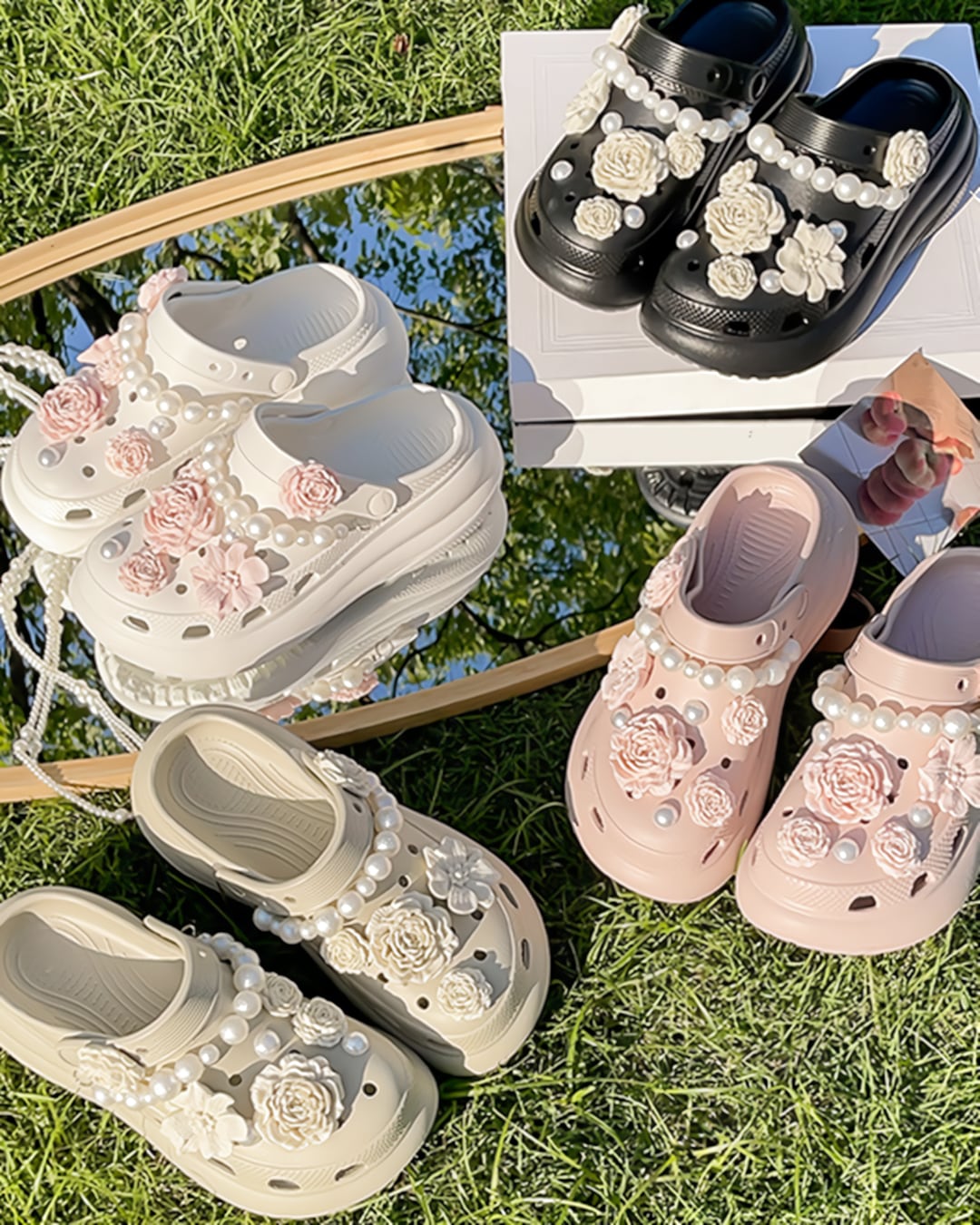 フラワーパールスリッポンサンダル(4 colors) 2505050