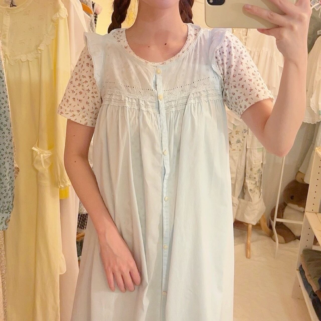 light blue sleeve less one-piece