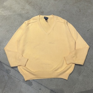 LANDS'END COTTON V-NECK KNIT YELLOW USA
