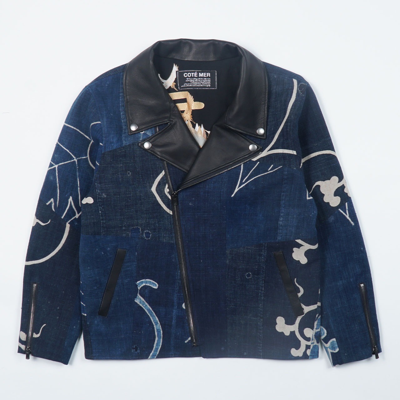 【RJK-M0013】再構築リメイク藍染ライダースジャケット JAPANESE INDIGO RIDERS JACKET