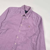 90s RALPH LAUREN ラルフローレン BD ボタンダウン オックスフォード ワンポイント 長袖シャツ 7/パープル レディース ビンテージ