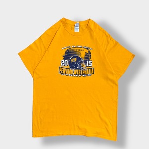 【GILDAN】高校 アメフト ロゴ プリント Tシャツ LARGE pewamo westphalia football ギルダン イエロー US古着