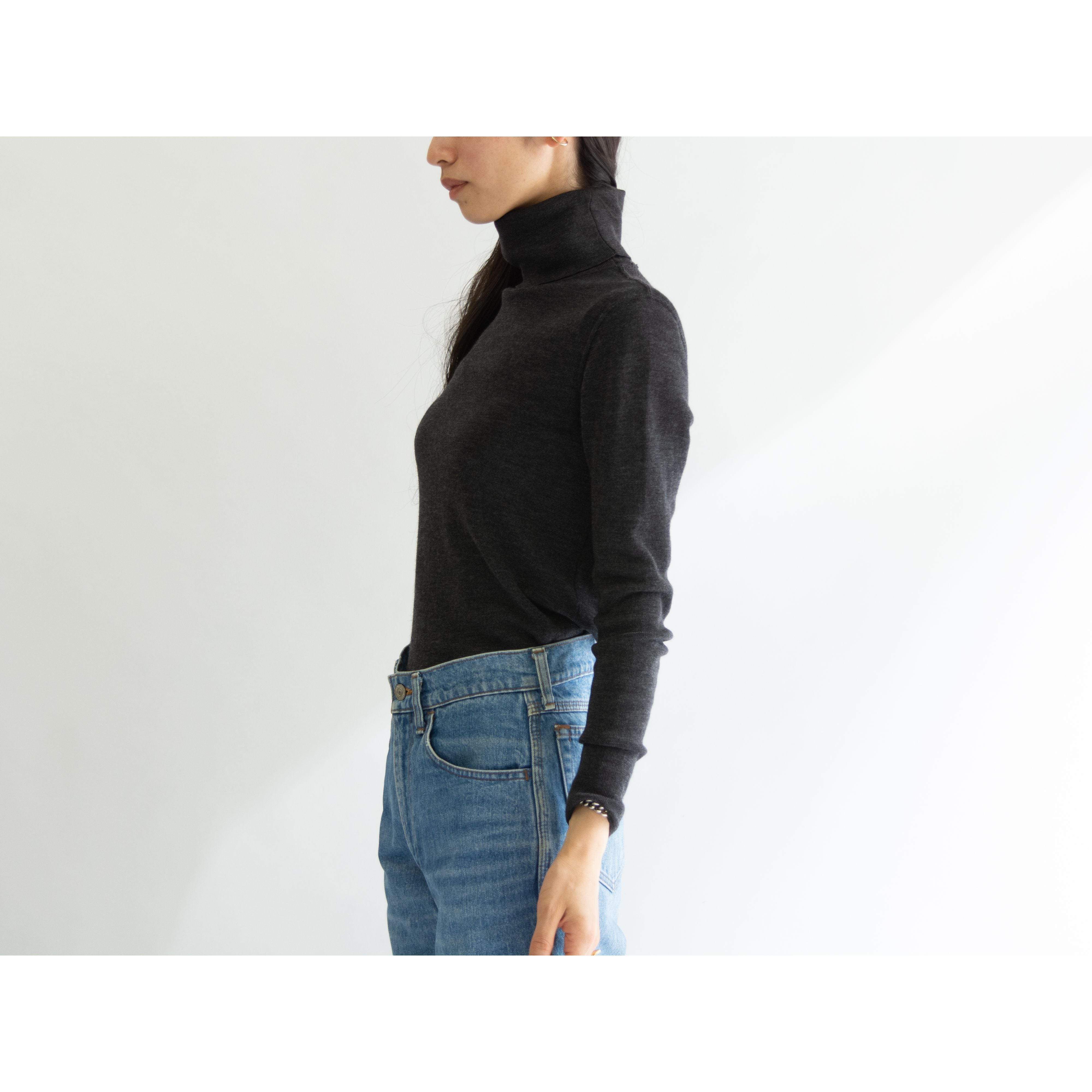 YVES SAINT LAURENT rive gauche】Made in France High Neck Knit ...