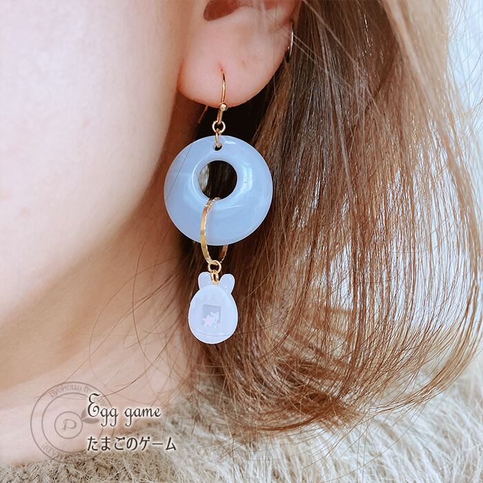K18GP】たまごのゲーム ピアスorイヤリング -20240412-1- | pyokotto