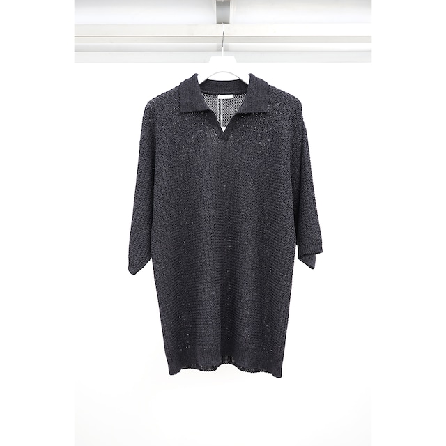 [Blanc YM] (ブランワイエム) BL-24S-SKS Skipper Knit Shirt (Charcoal Gray)