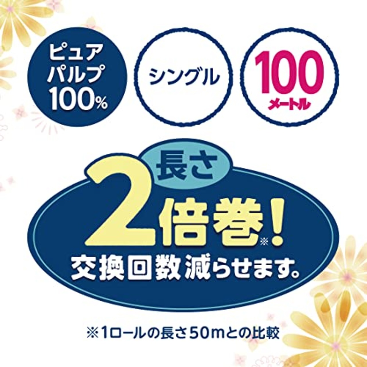 エリエール トイレットペーパー i:na(イーナ) 2倍巻き 100m×72ロール (18ロール×4パック) シングル パルプ100% 華やぐフローラルの香り【ケース販売】