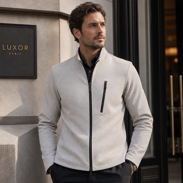 NICOLE CLUB FOR MEN｜ストレッチ素材ライダース風ブルゾン｜ニコルクラブフォーメン メンズ 4164-3700 グレー系