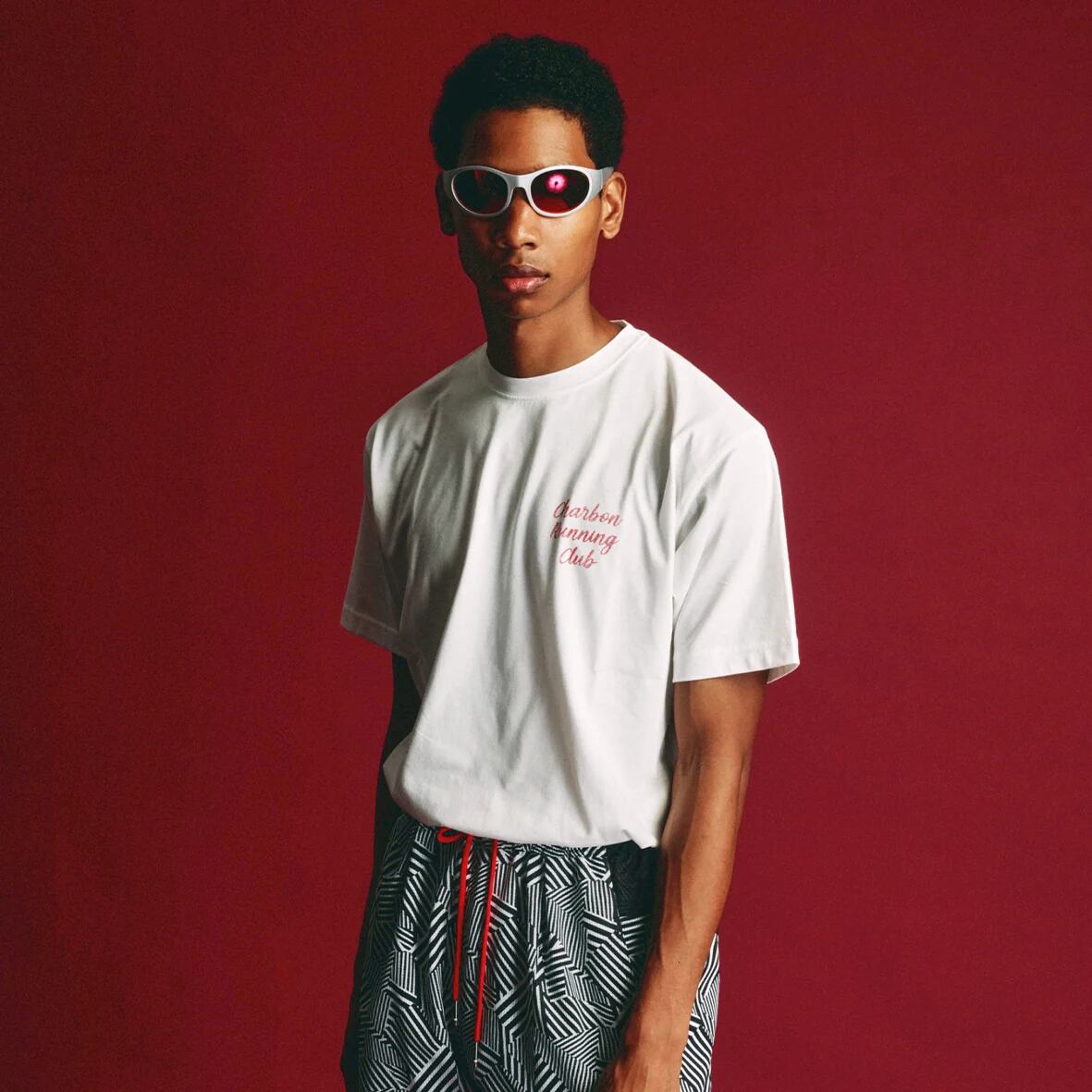 charbon / PIGMENT DYE PRINT T-SHIRTS WHITE RED（WHITE×RED） | 道が
