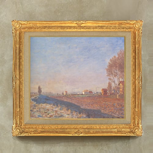 直筆仕上げ油絵【クロード・モネ】コロンブの平原、雪 F10 絵画 アート