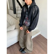 VINTAGE ストリート スプレー加工 ジップパーカー T1992