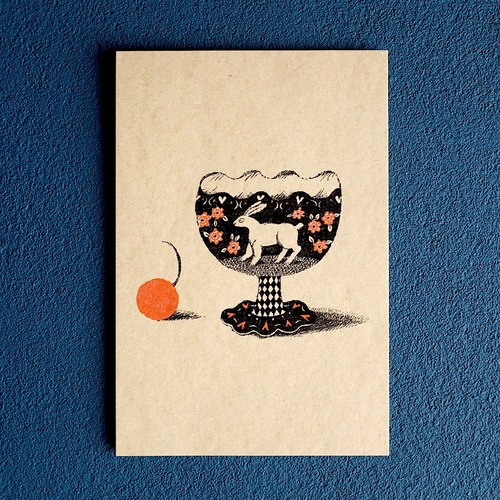 【杉本さなえ】ポストカード「うさぎのカップ」