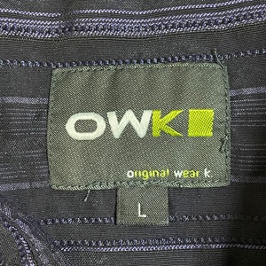 【OWKI】ストライプシャツ 長袖シャツ L ブラック パープル US古着