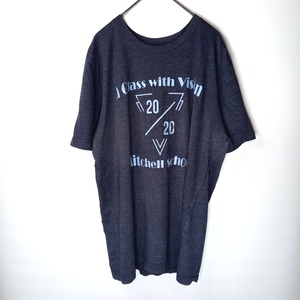 ノーブランド　クルーネック　プリントTシャツ　半袖　スクールT　グレー