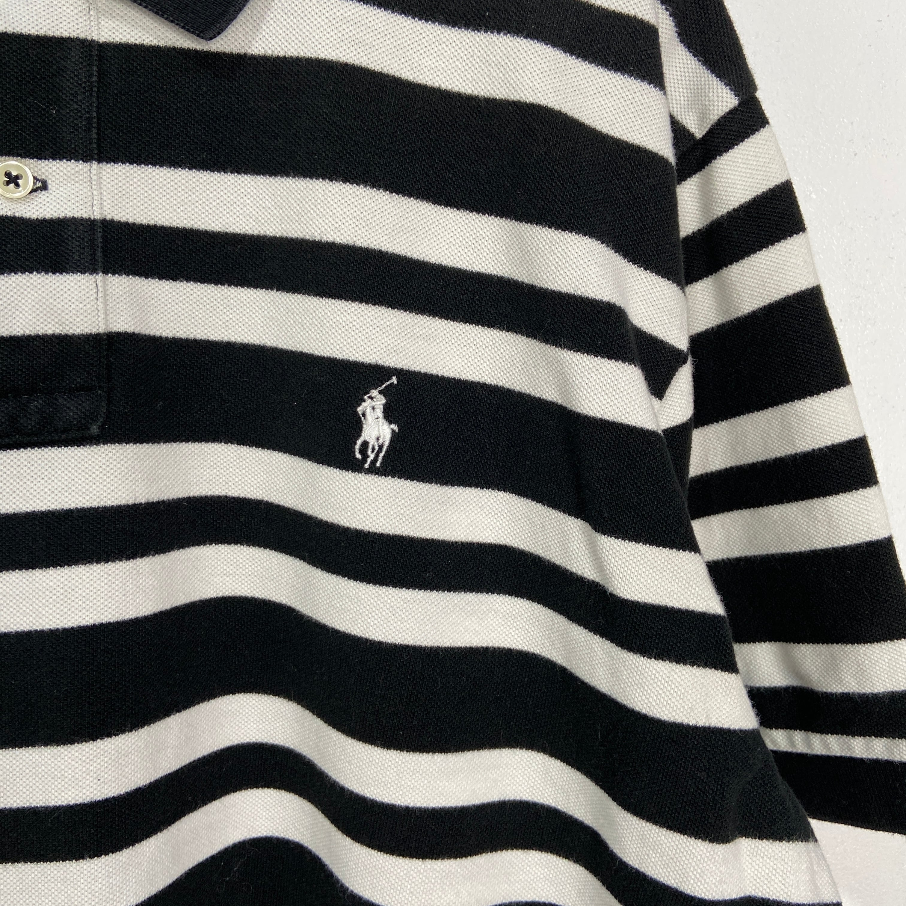 RalphLauren ラルフローレン 半袖ボーダーポロシャツ モノトーン XL