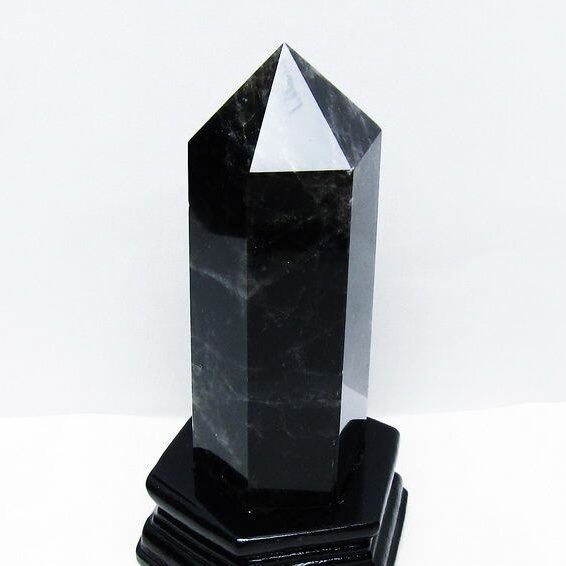 モリオン 黒水晶 六角柱 台座付属 一点物 152-4025