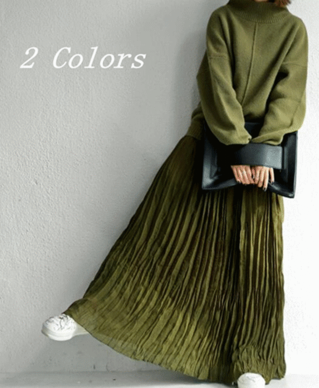 【送料無料】ワンピース ロングワンピース 異素材MIX プリーツ セーター レディース 体型カバー 上品 韓国ファッション（DM0369）