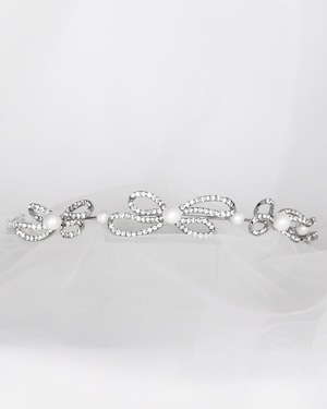 ブライダルパールリボンティアラカチューシャ【AH2511-06】