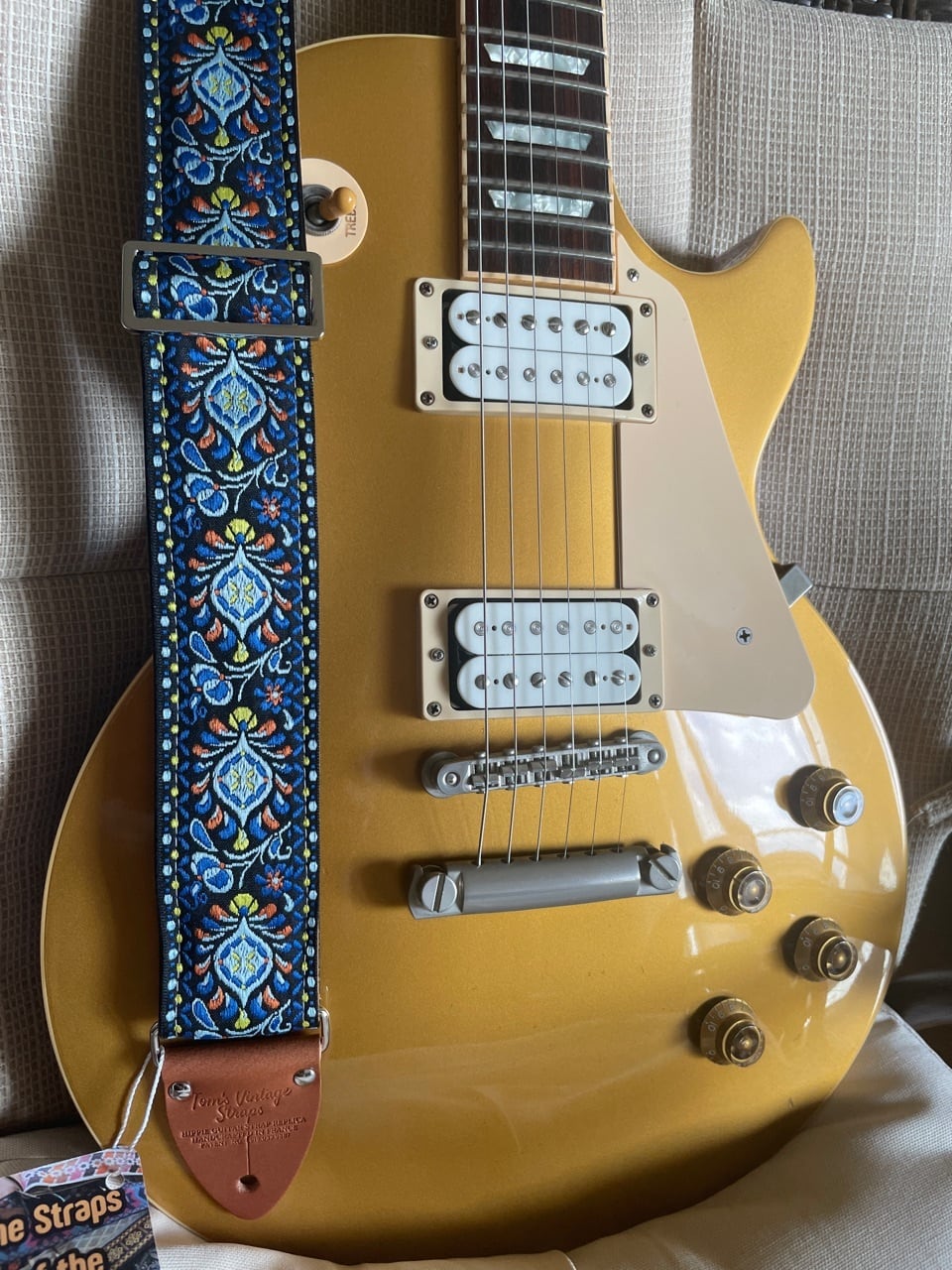 Tom's Vintage Straps Indigo Peacock ギターストラップ 本革エンド