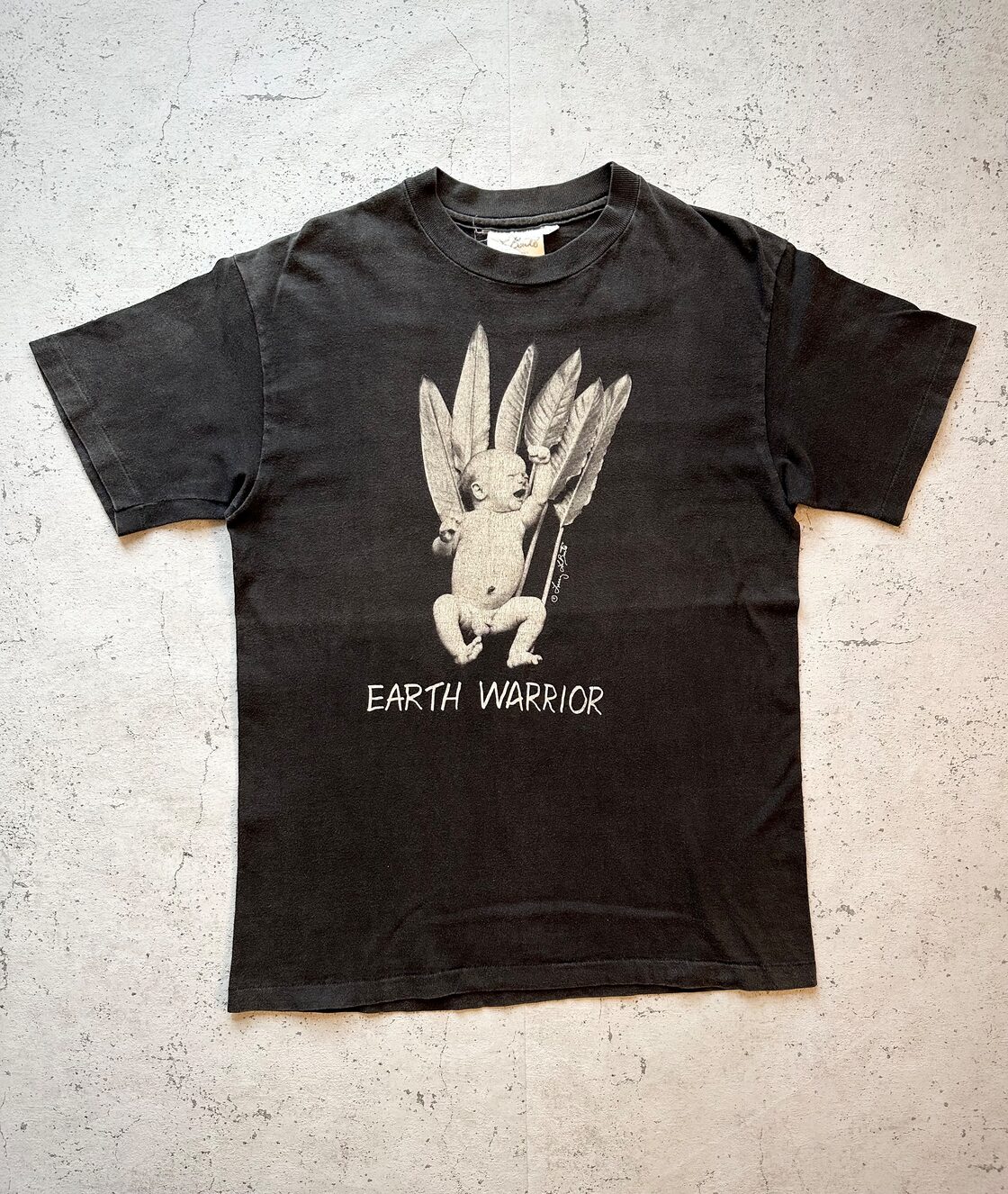90s vintage Larry Labonte アートTシャツ 墨黒
