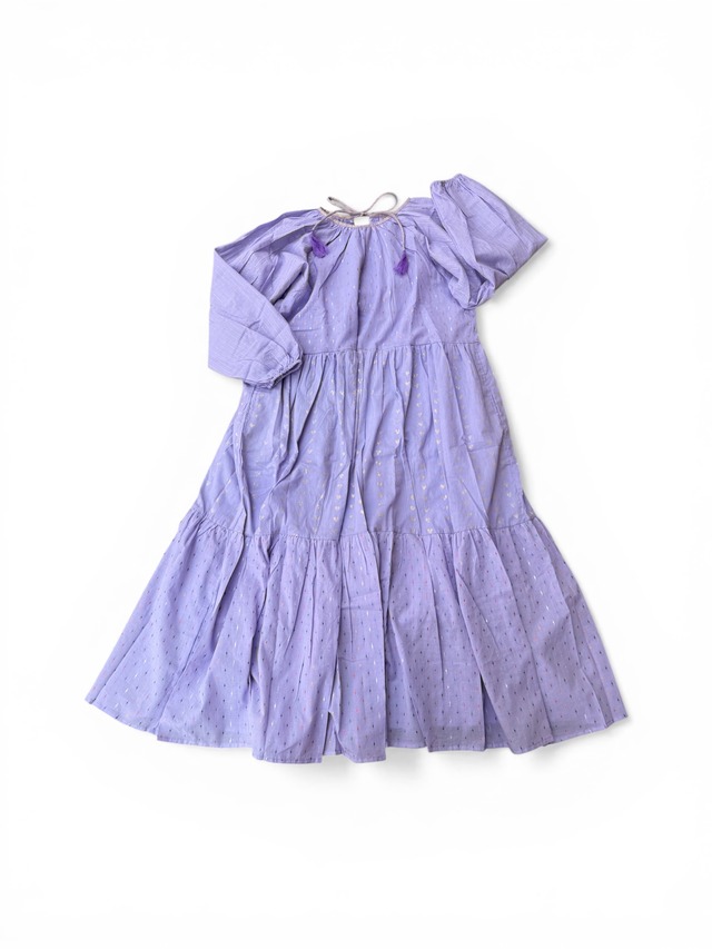 saruche ドビーコットン　ギャザーラグランワンピース　Purple