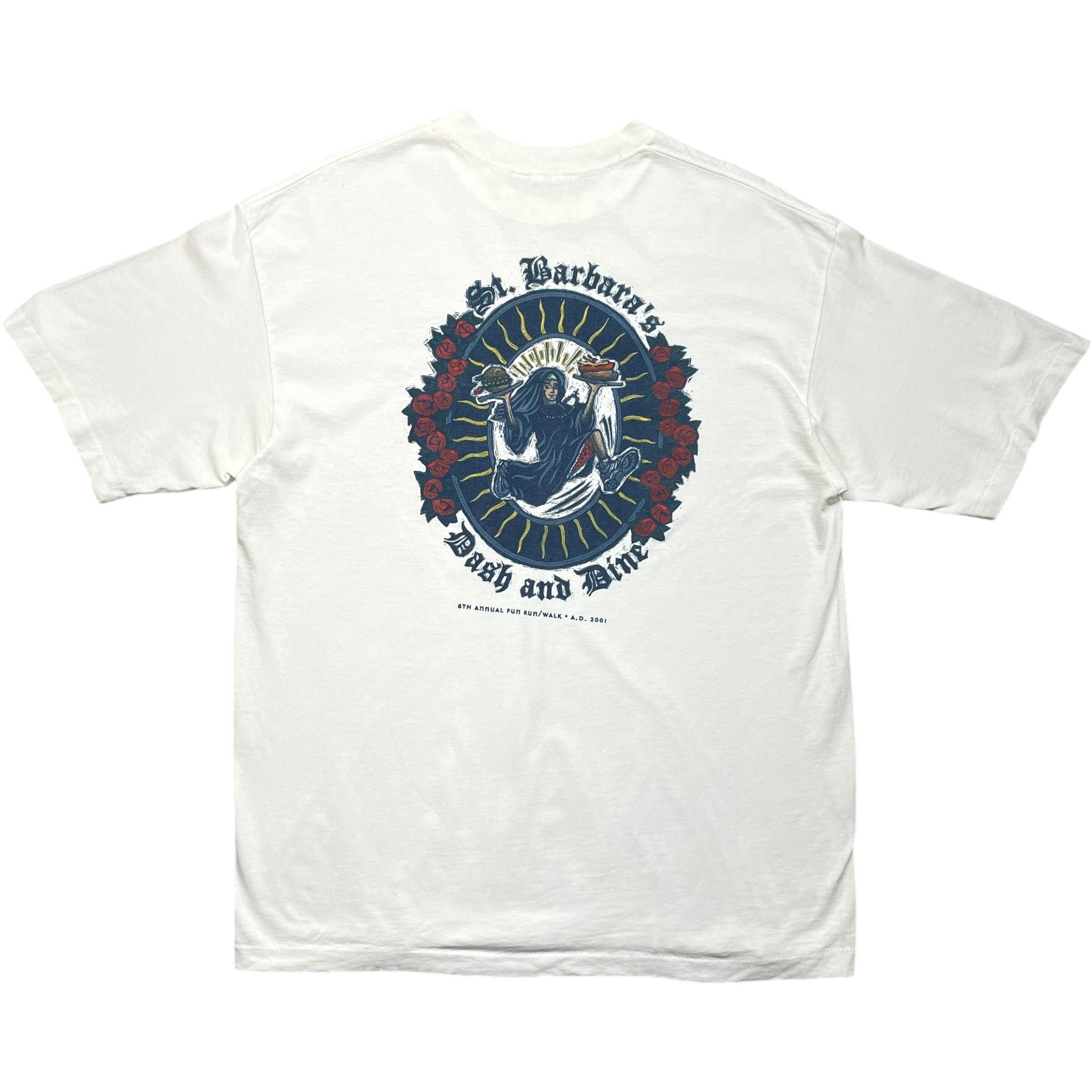 《XL》unknown Tシャツ 両面プリント 聖バルバラ ホワイト シングルステッチ 90年代 vintage no.7269