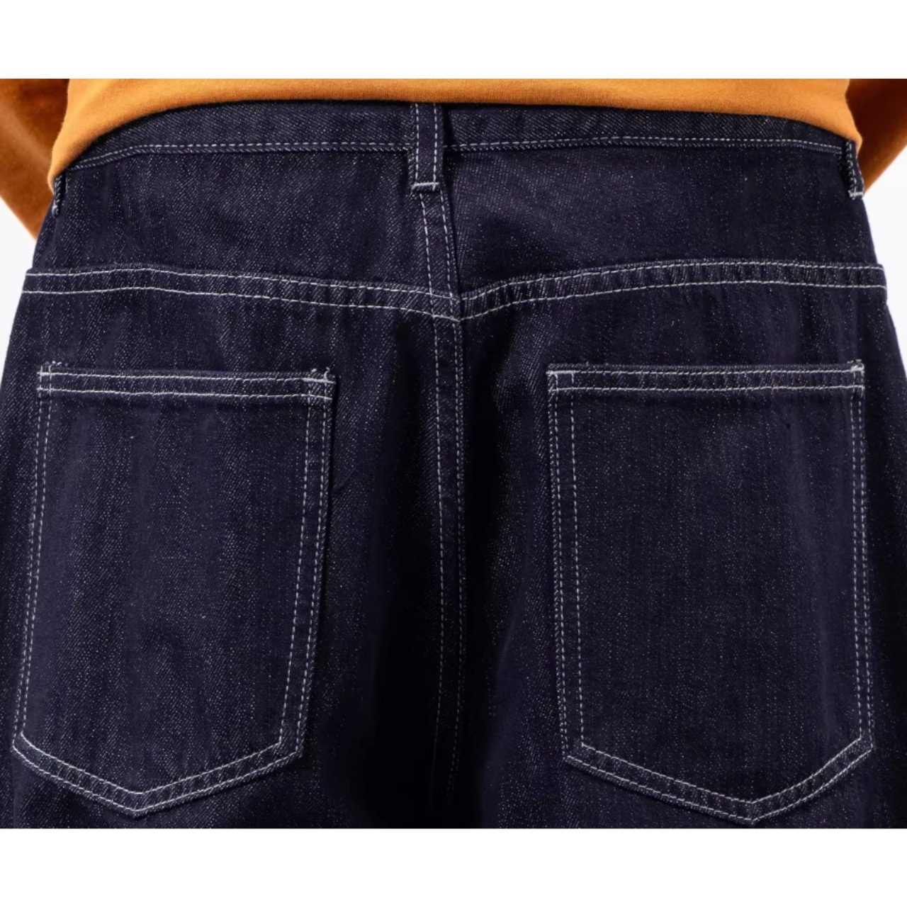 カラーステッチ ワイドストレートデニムパンツ af0364