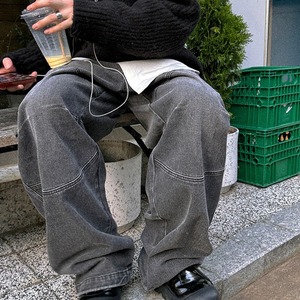 ダークグレーウォッシュワークデニム　1083