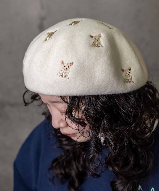 刺繍ウールベレー