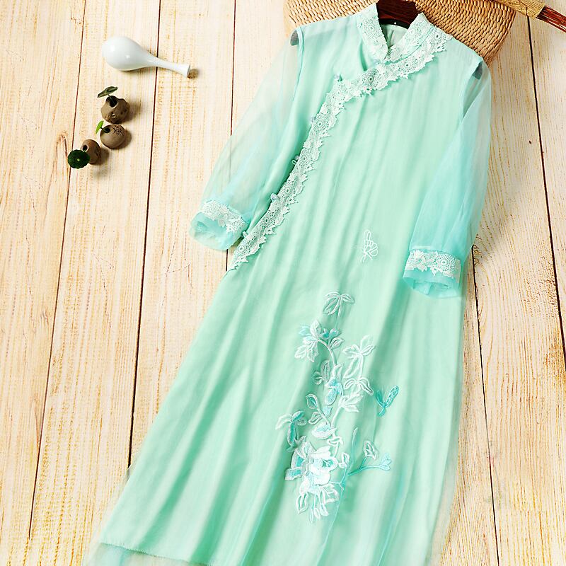 チャイナ風ワンピース チャイナ風服 トレンチコート チャイナボタン チャイナドレス ワンピース 七分袖 スタンドネック ロング丈 女子会 同窓会 大きいサイズ S M L Ll 3l ピンク ブルー 刺繍入り Elegant チャイナ風ワンピース チャイナ風服 トレンチコート チャイナボタン チャイナドレス ワンピース 七分袖 スタンドネック ロング丈 女子会 同窓会 大きいサイズ S M L Ll 3l ピンク ブルー 刺繍入り Elegant